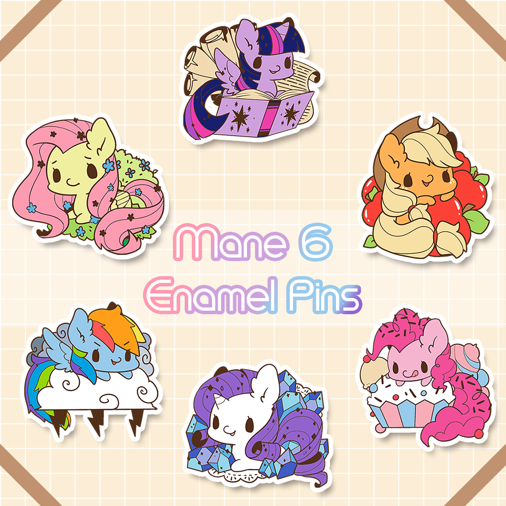Enamel Pins - Mane 6 Ponies
