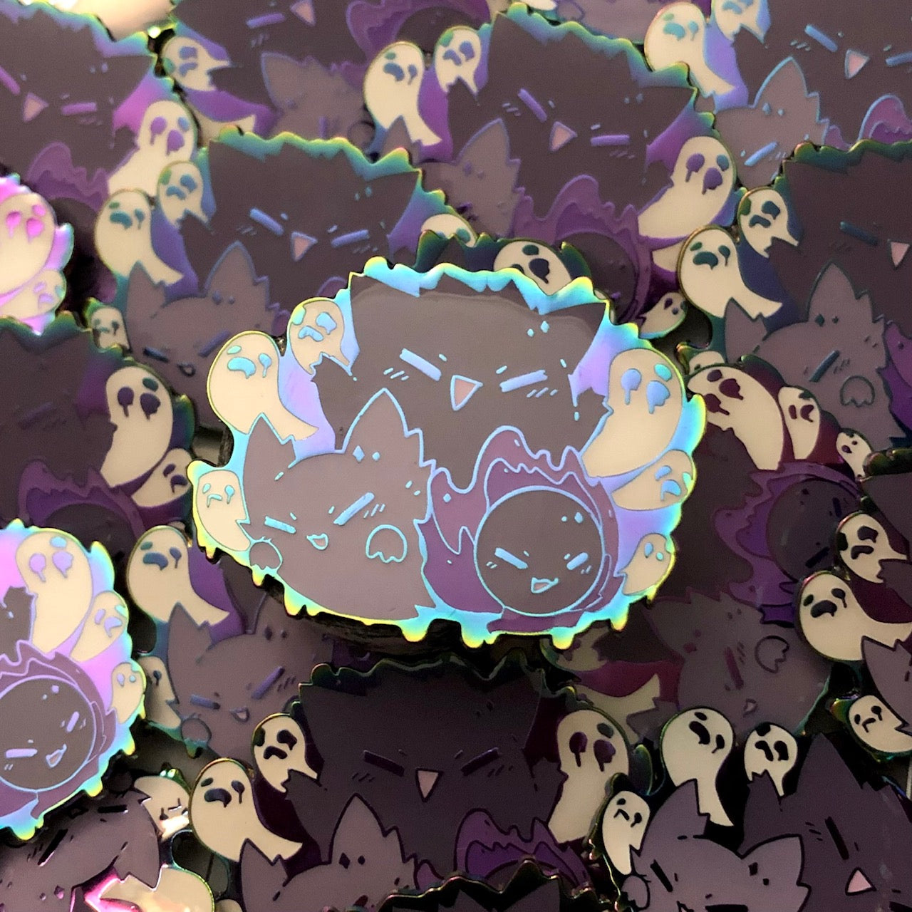 Enamel Pins - Ghost Poketo Rainbow Plated