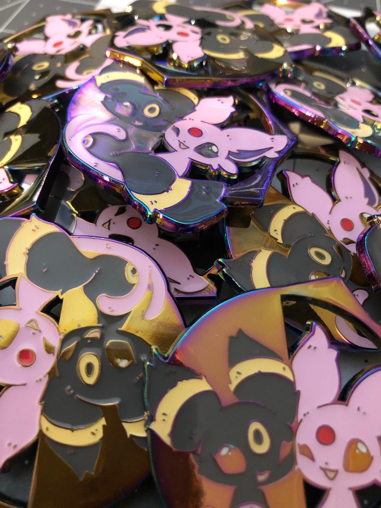Enamel Pins - Umbreon and Espeon Rainbow